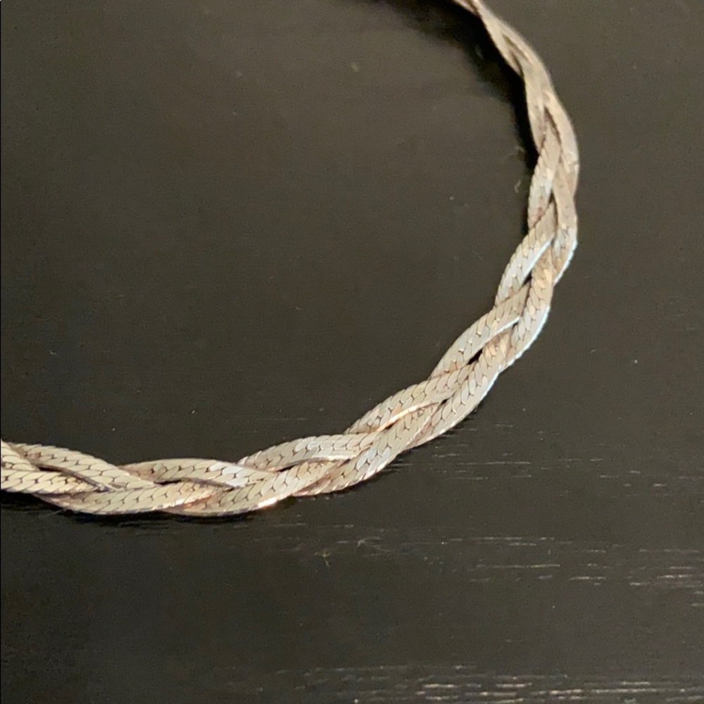 Flat Braided Pattern Thin Bracelet 925 Sterling S… - image 3